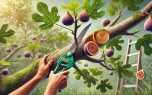 foto di un albero di fico in fase di potatura